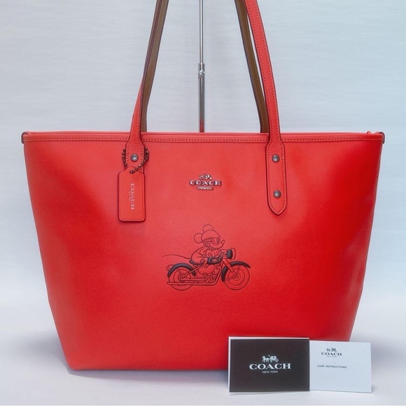 Coach x Disney Mickey Mouse City Zip Tote Red Leather Limited Edition F58957 - Picture 2 of 14
